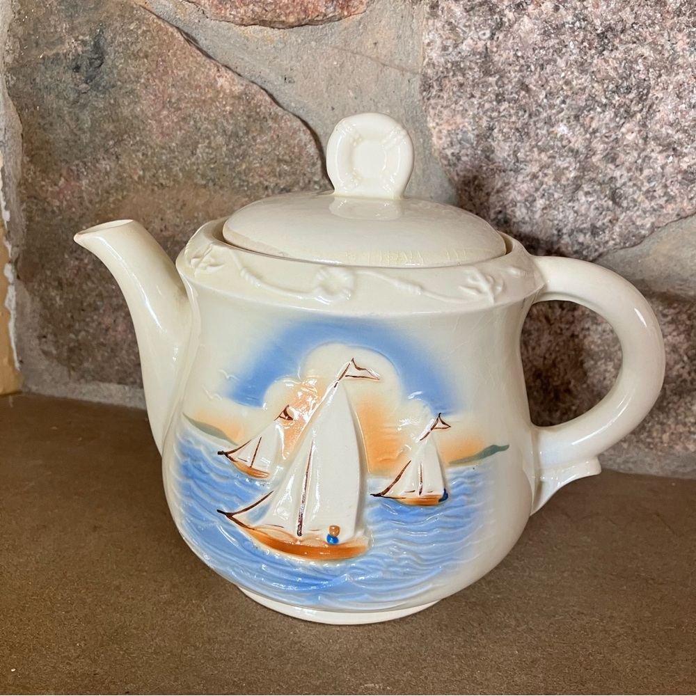Vintage Porcelier Hand Painted Porcelain Fine China Teapot Made in USA